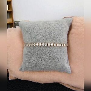 JCM Gold-Tone Brass Cubic Zirconia Adjustable Bracelet